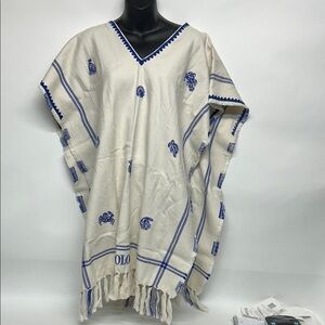 Ralph Lauren Polo Ivory and Navy Poncho 100% organic cotton NWT